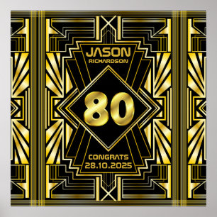 80e anniversaire Art Déco Gold Black Great Gatsby