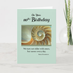 80e anniversaire avec coquillage Spiral sur carte 