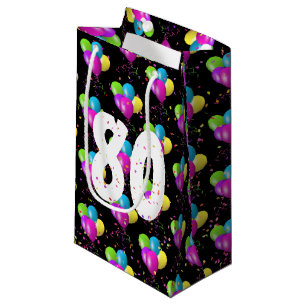 80e Anniversaire Ballons et Confetti Petit Sac Cad