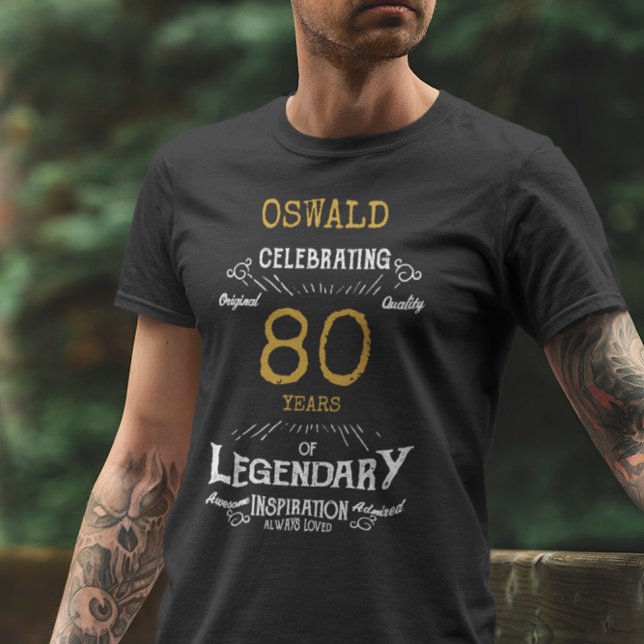 80e anniversaire Black White Gold Mens T-shirt (Créateur téléchargé)