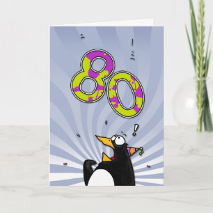 80e anniversaire - Carte de surprise de pingouin
