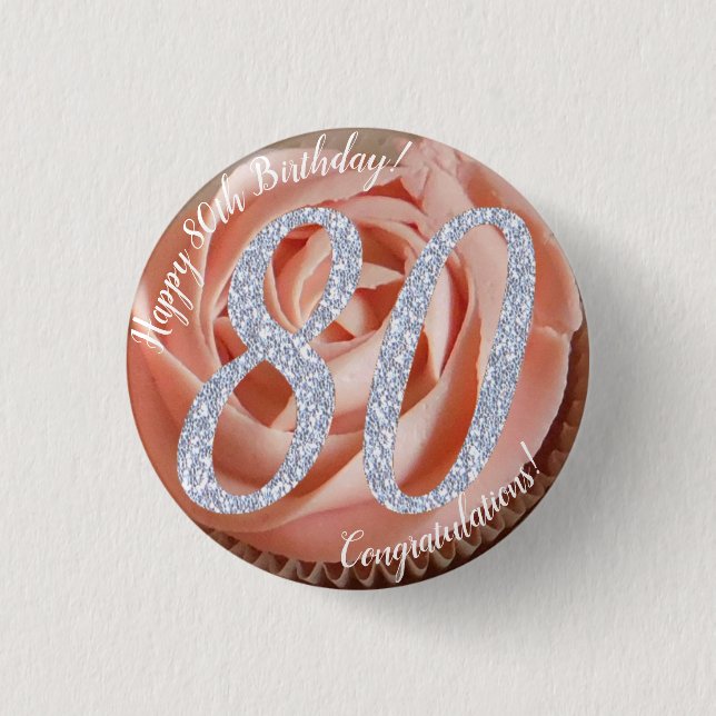 80e Anniversaire Cupcake 3 Cm Round Badge (Devant)