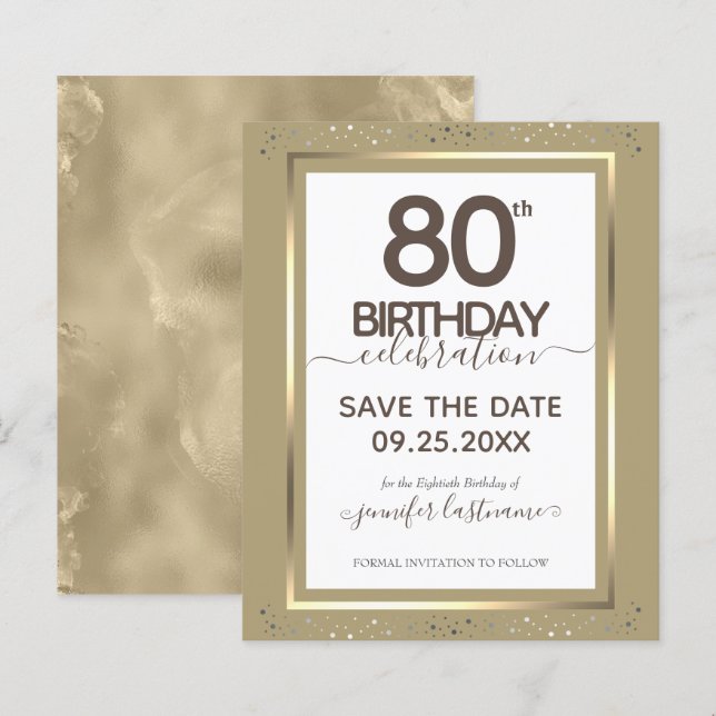 80e anniversaire Enregistrer la date Invitation bu (Devant / Derrière)