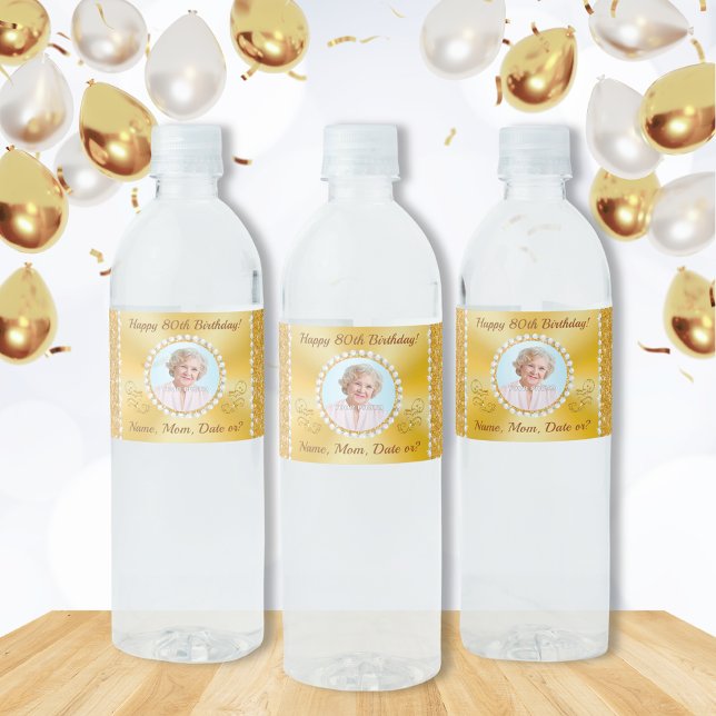 80e anniversaire Étiquettes de bouteilles d'eau, p (Créateur téléchargé)