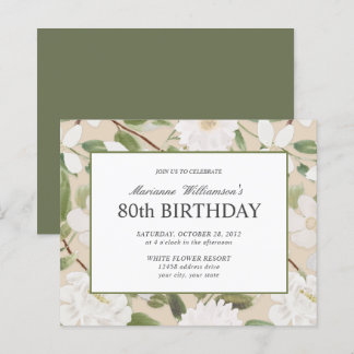 80e anniversaire Feminine White Flowers Ivory