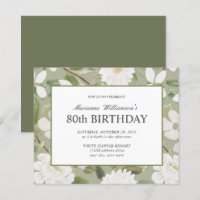80e anniversaire Feminine White Flowers sage