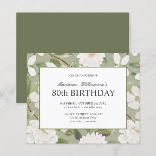 80e anniversaire Feminine White Flowers sage