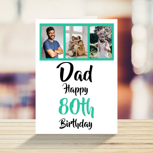 80e anniversaire heureux papa photo collage carte (Créateur téléchargé)