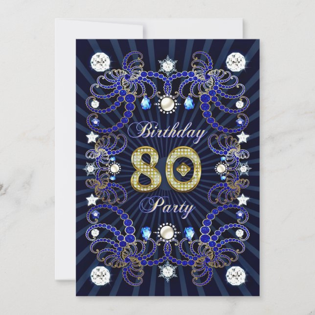 80e anniversaire invitation de fête avec des masse (Devant)