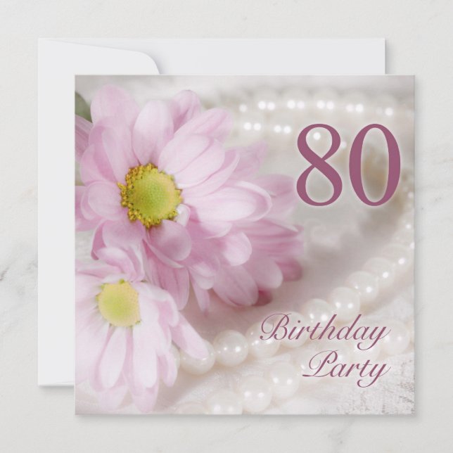 80e anniversaire invitation de fête avec marguerit (Devant)
