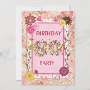 80e anniversaire invitation fête avec cadre fleuri