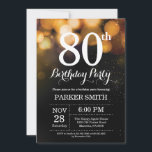 80e anniversaire Invitation Gold Parties scintilla<br><div class="desc">Invitation au 80e anniversaire avec aurore à cordes avec Arrière - plan de Parties scintillant d'or. Anniversaire de l'or. Anniversaire adulte. Hommes ou femmes Anniversaire Invitation. 13e 15e 16e 18e 20e 21e 30e 40e 50e 60e 70e 80e 90e 100e, n'importe quel âge. Pour plus de personnalisation, cliquez sur le bouton...</div>