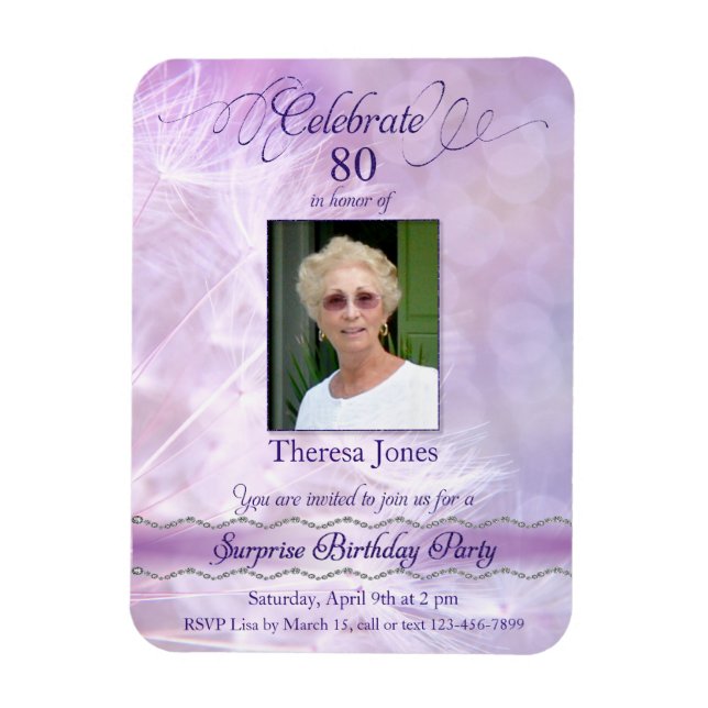 80e anniversaire Invitation Magnets de photos (Vertical)