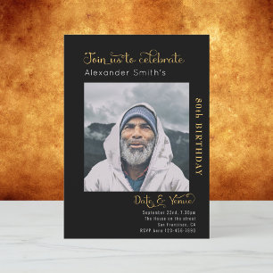 80e anniversaire Invitation noire