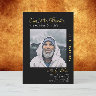 80e anniversaire Invitation noire