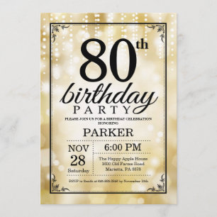 80e anniversaire Invitation Parties scintillant d'