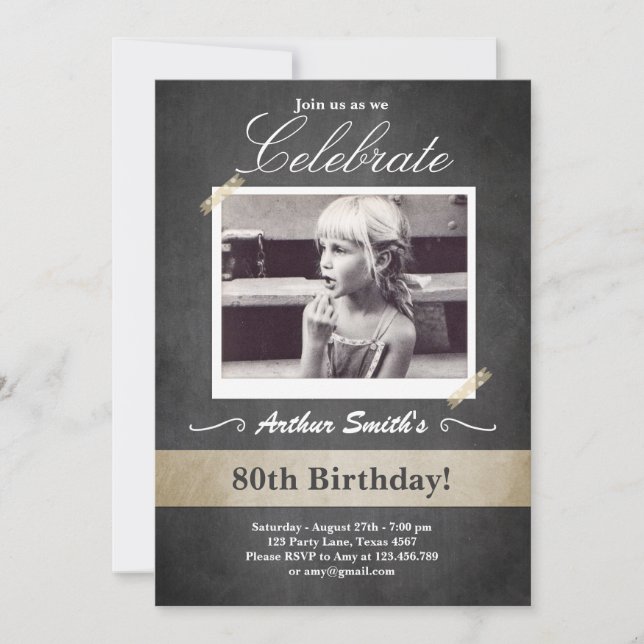 80e anniversaire Invitation Vintage 80e anniversai (Devant)