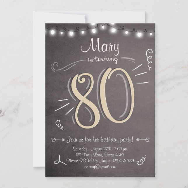 80e anniversaire Invitation Vintage 80e anniversai (Devant)