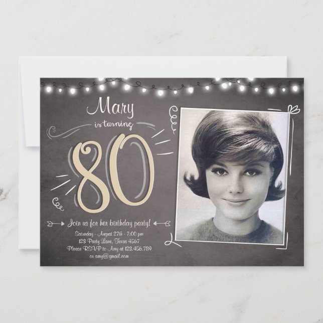 80e anniversaire Invitation Vintage 80e anniversai (Devant)