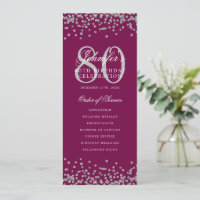80e Anniversaire Menu du programme Merci Argent Ma