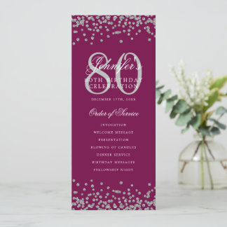 80e Anniversaire Menu du programme Merci Argent Ma