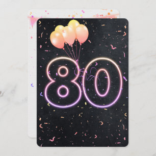 80e anniversaire Neon Connexion Black Invitation