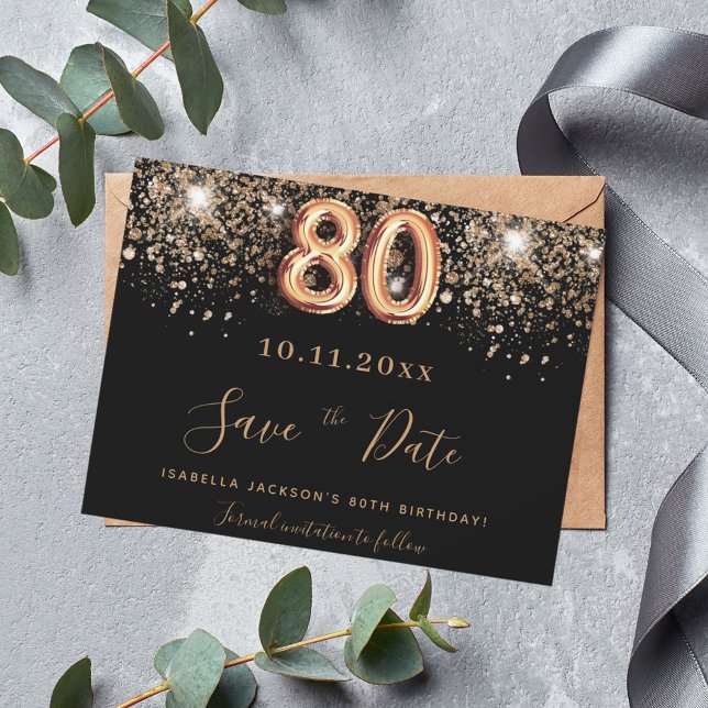 80e anniversaire parties scintillant noire enregis (Créateur téléchargé)