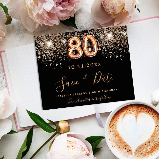 80e anniversaire parties scintillant noire enregis (Créateur téléchargé)