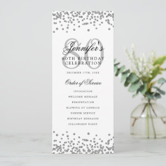 80e Anniversaire Programme Argent Confetti Champag