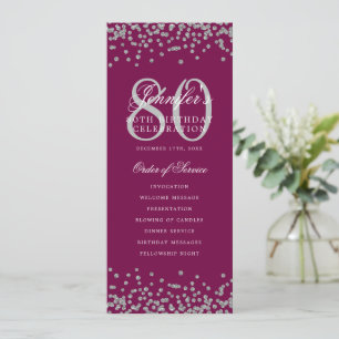 80e Anniversaire Programme Argent Confetti Magenta