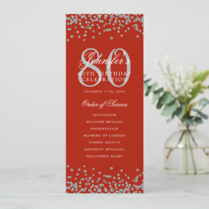 80e Anniversaire Programme Argent Confetti Rouge