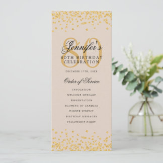 80e Anniversaire Programme Gold Confetti Menu Cham