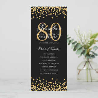 80e anniversaire Programme Menu Merci Gold Confett