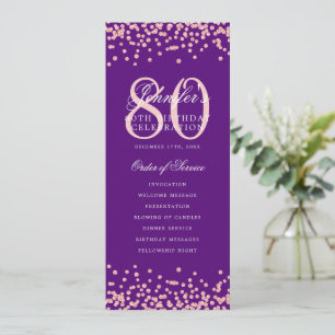 80e Anniversaire Programme Rose Gold Confetti Purp
