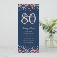 80e anniversaire Programme Rose Gold Menu Marine B