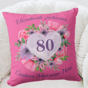 80e anniversaire rose Coussin pour femmes