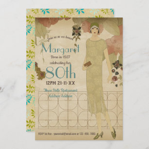80e anniversaire Vintage années 1930 Invitation No