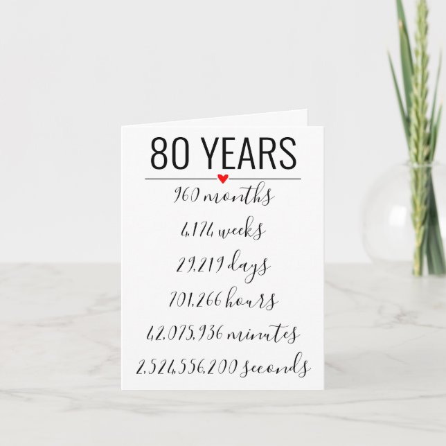 80e carte d'anniversaire, jalon, retraite (Devant)