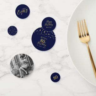 80e Gold & Navy Confetti 80e anniversaire