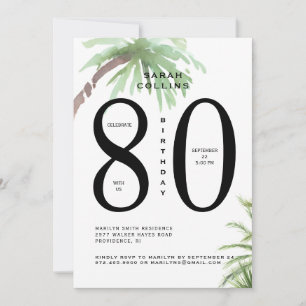 80e Invitation de fête d'anniversaire tropicale