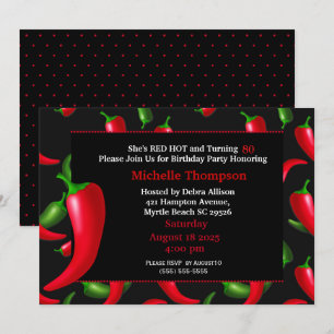 80e Poivre rouge Invitations d'anniversaire