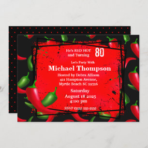 80e Poivre rouge Invitations d'anniversaire pour h