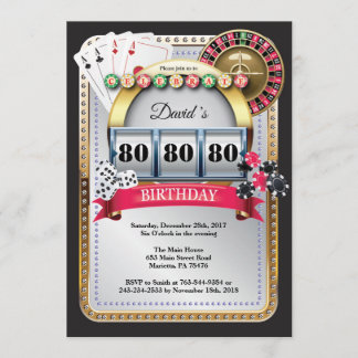 80e Poker Playing Card Casino Invitation Anniversa