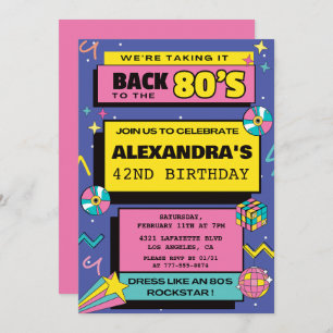80s fête Budget Retro 42e anniversaire invitations