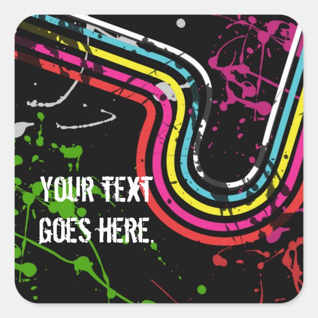 80's Retro Anniversaire fête en faveur autocollant (Devant)