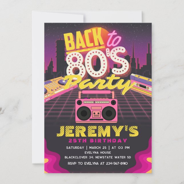 80s Thème Anniversaire Invitation de fête (Devant)