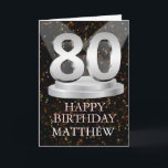 80th Birthday Spotlights Ajouter une carte de nom<br><div class="desc">Faites une carte de 80e anniversaire extra spéciale en ajoutant un nom. Le chiffre 80 sur un plateau avec des projecteurs brillants pour l'éclairer !</div>