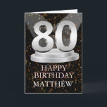 80th Birthday Spotlights Ajouter une carte de nom<br><div class="desc">Faites une carte de 80e anniversaire extra spéciale en ajoutant un nom. Le chiffre 80 sur un plateau avec des projecteurs brillants pour l'éclairer !</div>