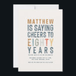 80th Classy coloré applaudit quatre-vingt ans anni<br><div class="desc">80th Classy coloré applaudit à quatre-vingt ans quatre-vingtième anniversaire carte d'invitation. Tons doux et doux. Partie d'une collection.</div>