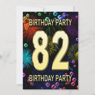 82e anniversaire Invitation fête feux d'artifice
